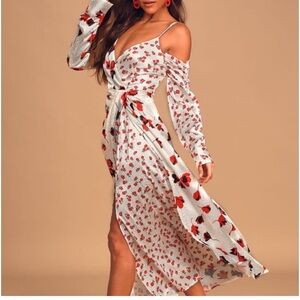 Floral White and Red Women's Dress